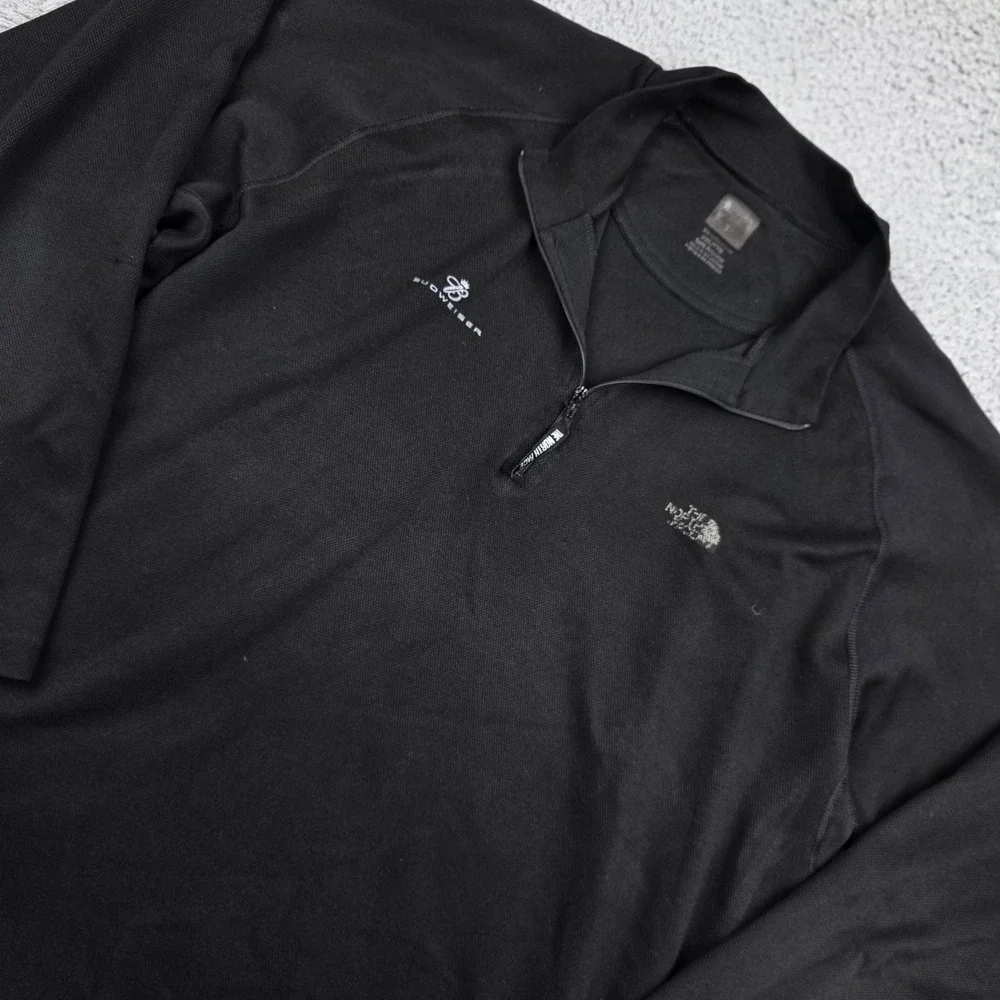 The North Face Mens XXL Black VaporWick Quarter Zip Pullover Budweiser Logo‎